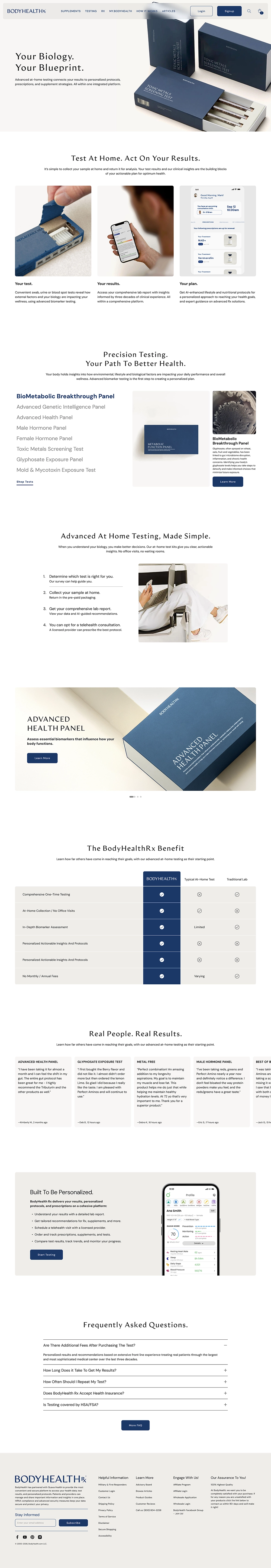 BodyHealthRx test page Figma design