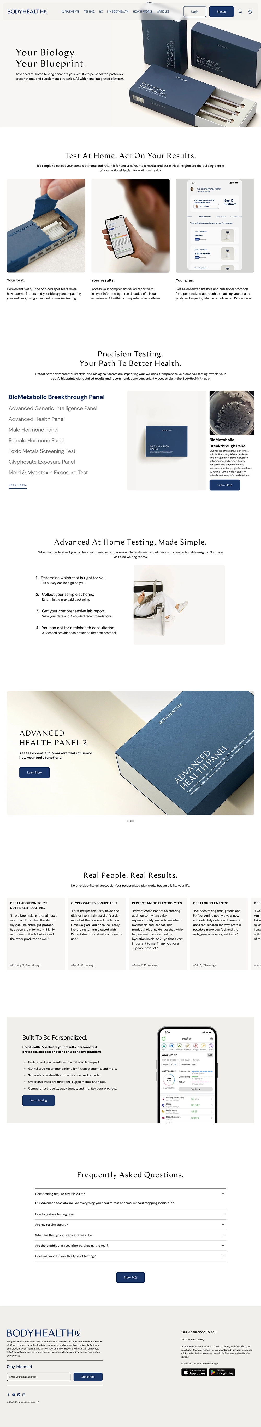 BodyHealthRx test page live Shopify build